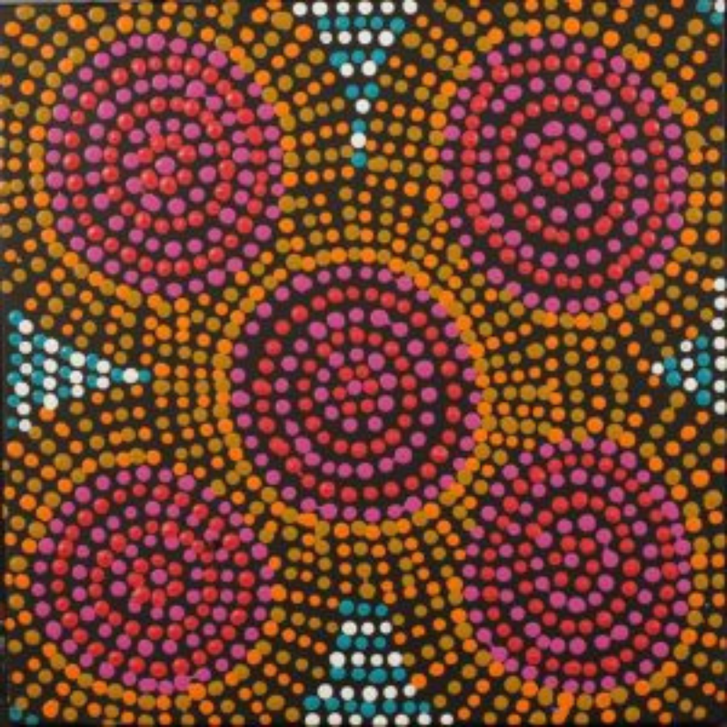 Tina Napangardi Martin, "Jintiparnta Jukurrpa (Desert Truffle Dreaming) - Mina Mina", Acrylic on Linen, 30x30cm, NG7399