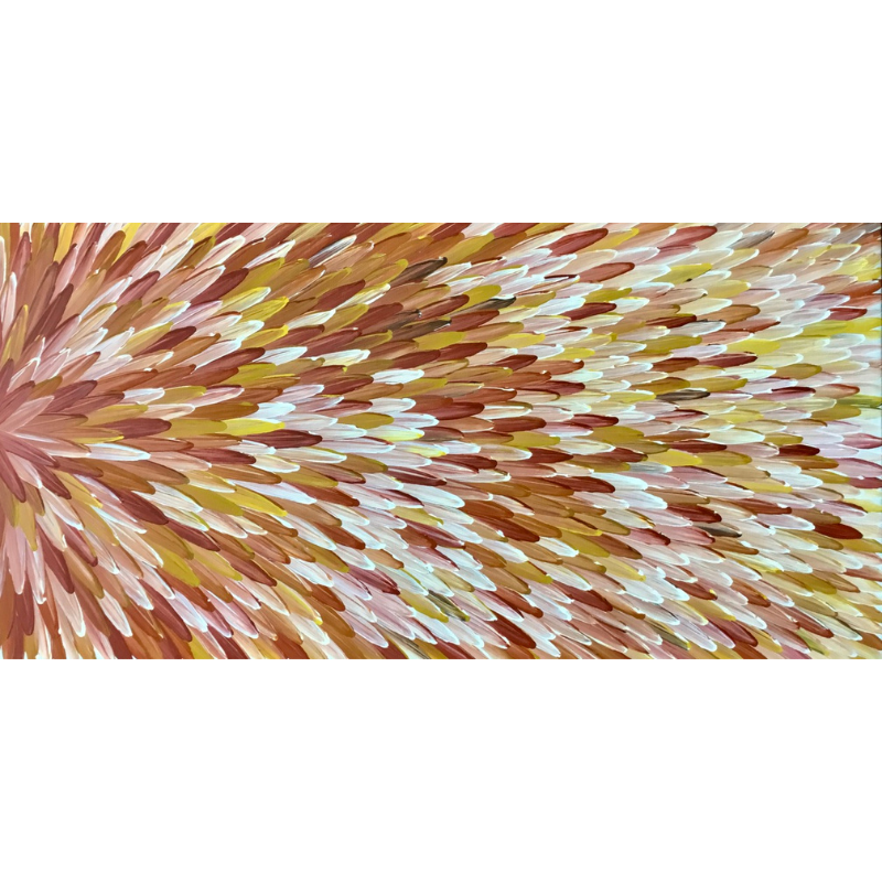 Raymond Walters Penangke, "Emu Feathers", Acrylic on Linen, 120x60cm, NG7422