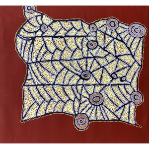 Mary Brown Napangardi, “Ceremonial Sites”, Acrylic on Linen, 70x66cm, NG7439