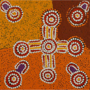 Henry Jampijinpa Spencer, “Wardapi Jukurrpa (Goanna Dreaming) - Yarripilangu”, Acrylic on Linen, 30x30cm, NG7568