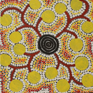 Jereline Nungarrayi Brown, “Wanakiji Jukurrpa (Bush Tomato Dreaming)”, Acrylic on Linen, 30x30cm, NG7567