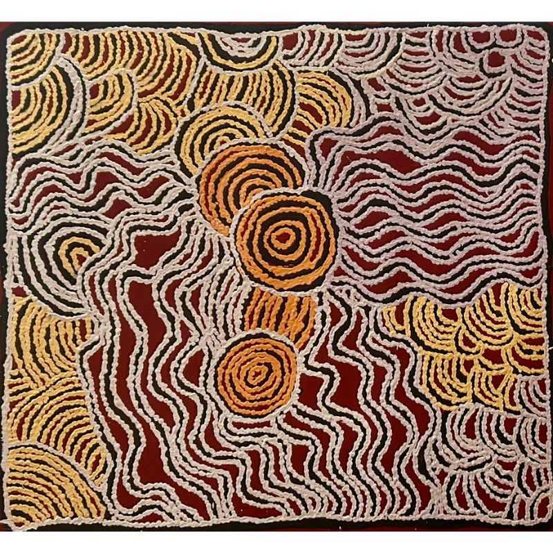 Tjawina Porter Nampitjinpa, “Untitled”, Acrylic on Linen, 70x65cm, NG7444