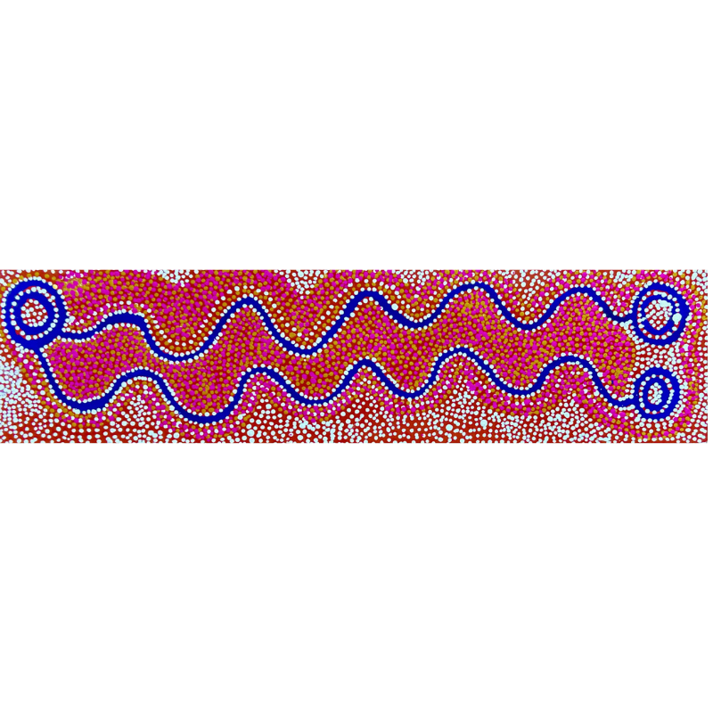 Shorty Jangala Robertson, "Ngapa Jukurrpa (Water Dreaming) - Puyurru", Acrylic on Linen, 120x30cm, NG7615