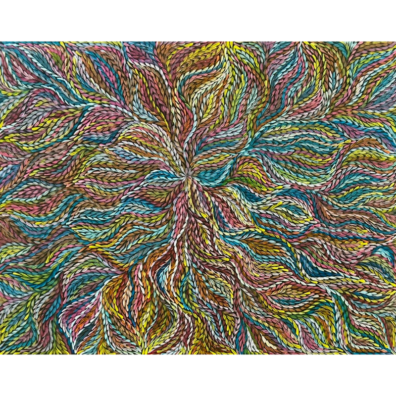 Rosemary Petyarre (Pitjara), "Bush Yam, Medicine Leaf”, Acrylic on Canvas, 122x91cm, NG7613