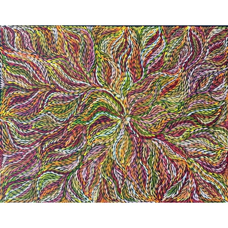Rosemary Petyarre (Pitjara), "Bush Yam, Medicine Leaf”, Acrylic on Canvas, 122x91cm, NG7612