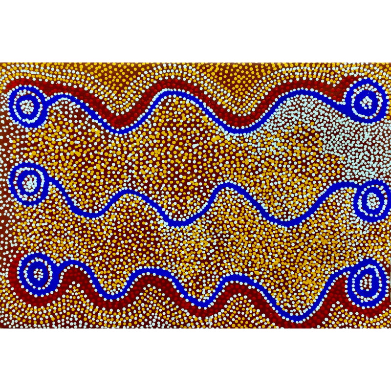 Shorty Jangala Robertson, "Ngapa Jukurrpa (Water Dreaming) - Puyurru", Acrylic on Linen, 90x60cm, NG7616
