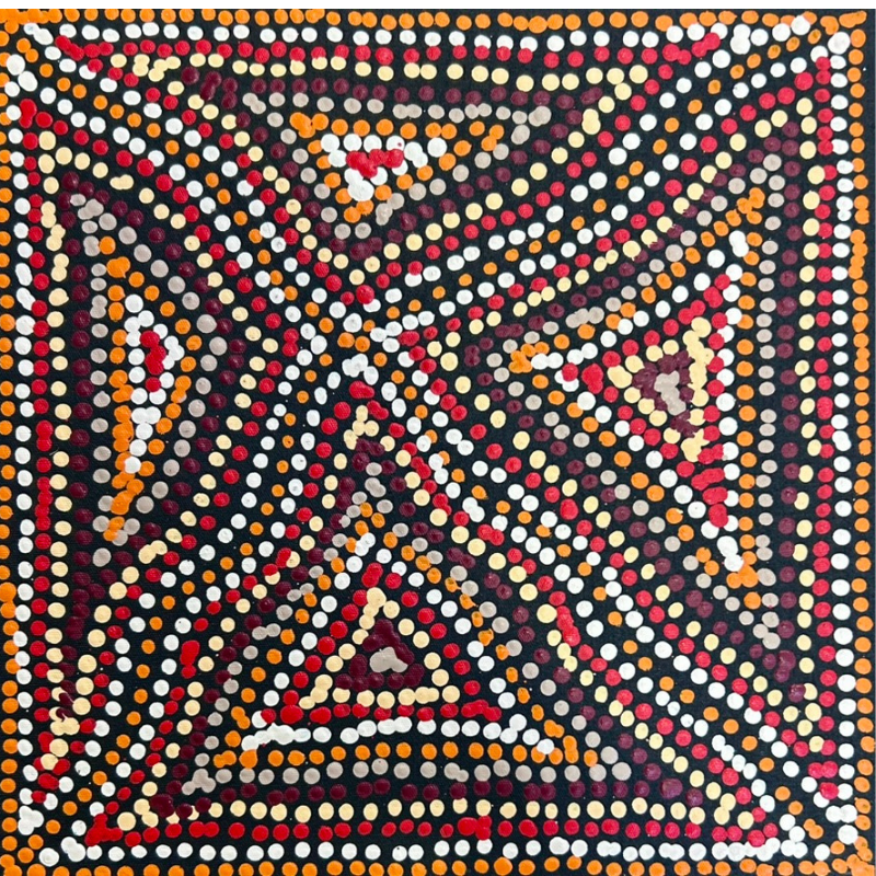Michelle Butler Nakamarra, “Seven Sisters, Minyma Inmaku”, Acrylic on Canvas, 30x30cm, NG7754