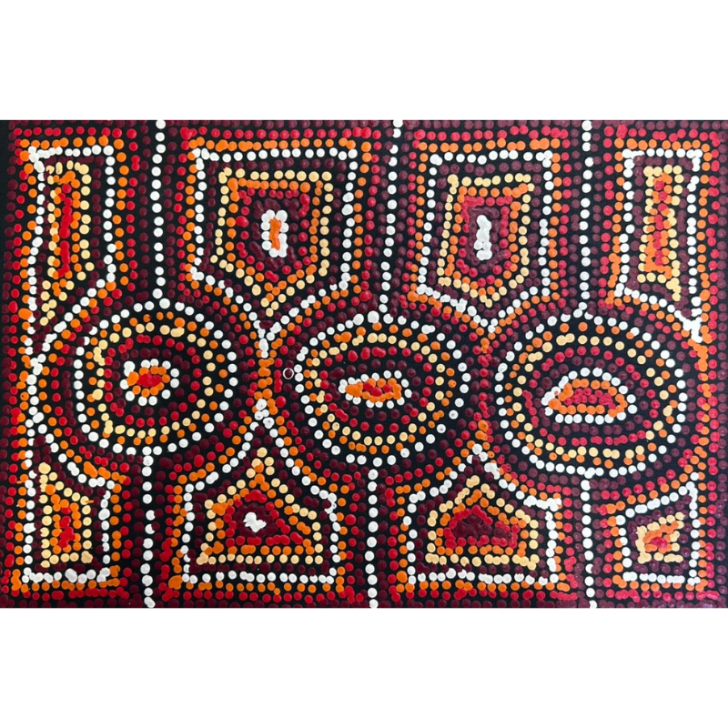 Michelle Butler Nakamarra, “Seven Sisters, Minyma Inmaku”, Acrylic on Canvas, 45x30cm, NG7749