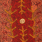 Theo (Faye) Nangala Hudson, “Warlukurlangu Jukurrpa (Fire country Dreaming)”, Acrylic on Linen, 30x30cm, NG7787