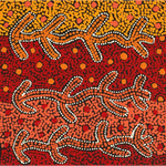 Theo (Faye) Nangala Hudson, “Warlukurlangu Jukurrpa (Fire country Dreaming)”, Acrylic on Linen, 30x30cm, NG7788