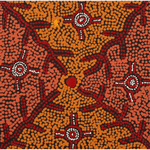 Theo (Faye) Nangala Hudson, “Warlukurlangu Jukurrpa (Fire country Dreaming)”, Acrylic on Linen, 30x30cm, NG7789