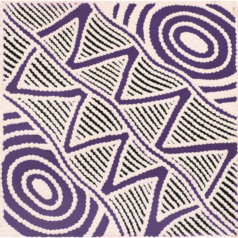 Ursula Napangardi Hudson, “Pikilyi Jukurrpa (Vaughan Springs Dreaming)”, Acrylic on Linen, 30x30cm, NG7799