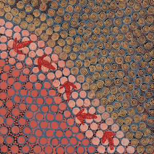 Lloyd Jampijinpa Brown, “Yankirri Jukurrpa (Emu Dreaming) - Ngarlikirlangu”, Acrylic on Linen, 30x30cm, NG7796