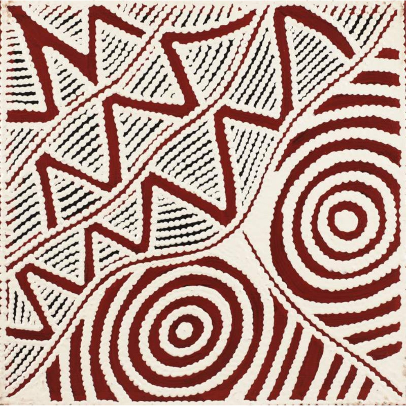 Ursula Napangardi Hudson, “Pikilyi Jukurrpa (Vaughan Springs Dreaming)”, Acrylic on Linen, 30x30cm, NG7798