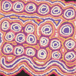Alice Nampijinpa Michaels, “Lappi Lappi Jukurrpa (Lappi Lappi Dreaming)”, Acrylic on Linen, 30x30cm, NG7794