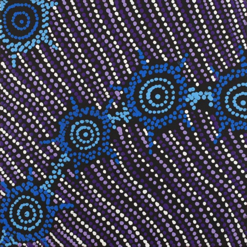 Shanna Napanangka Williams, “Napaljarri-warnu Jukurrpa (Seven Sisters Dreaming)”, Acrylic on Linen, 30x30cm, NG7800