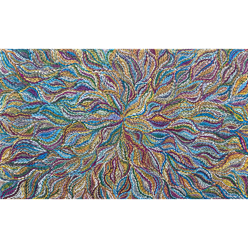 Rosemary Petyarre (Pitjara), "Bush Yam, Medicine Leaf”, Acrylic on Canvas, 152x91cm, NG7686