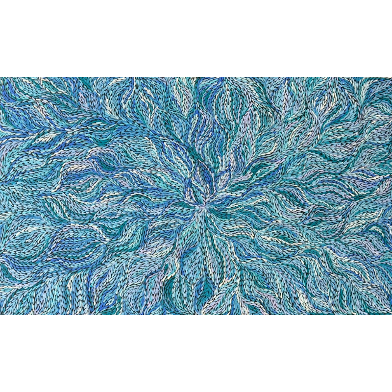 Rosemary Petyarre (Pitjara), "Bush Yam, Medicine Leaf”, Acrylic on Canvas, 152x91cm, NG7685