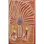 Tjunkiya Wakula Napaltjarri (aka Linda Syddick), “Rain for the Thirsty Emu Men", Acrylic on Linen, 152x90cm, NG7846