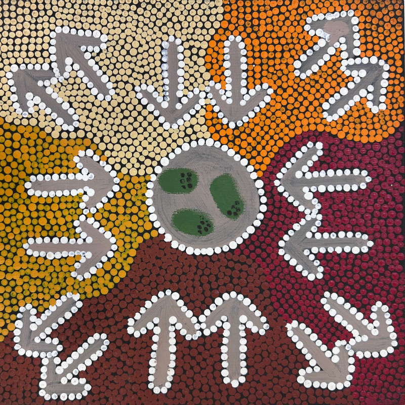 Cherina Nampijinpa Singleton, “Yankirri Jukurrpa (Emu Dreaming) - Ngarlikirlangu”, Acrylic on Linen, 30x30cm, NG7871