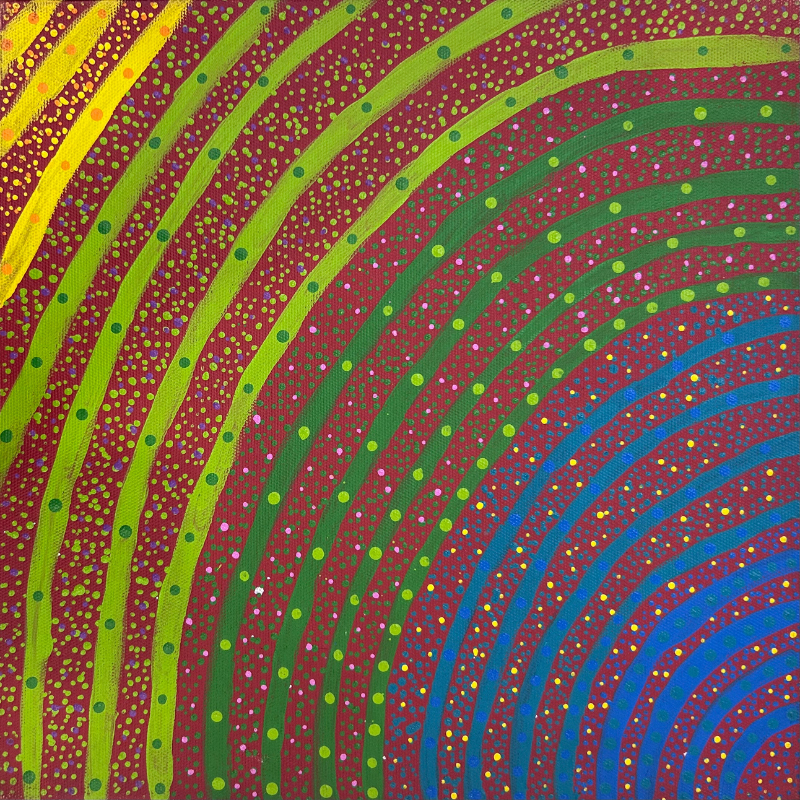 Lyn Napangardi Ward, “Ngapa Jukurrpa (Water Dreaming) - Pirlinyarnu”, Acrylic on Linen, 30x30cm, NG7862
