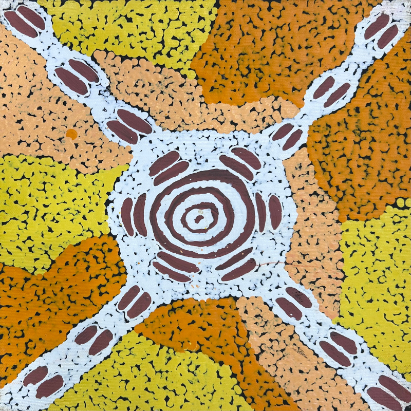 Mickaela Napangardi Lankin, “Pamapardu Jukurrpa (Flying Ant Dreaming) - Warntungurru”, Acrylic on Linen, 30x30cm, NG7880