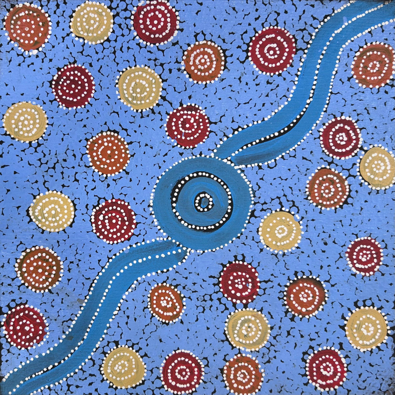 Alfreda Nungarrayi Martin, “Ngapa Jukurrpa (Water Dreaming) - Puyurru”, Acrylic on Linen, 30x30cm, NG7878