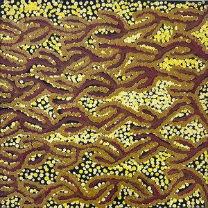 Susie Nangala Watson, “Mina Mina Jukurrpa (Mina Mina Dreaming)”, Acrylic on Linen, 30x30cm, NG7867