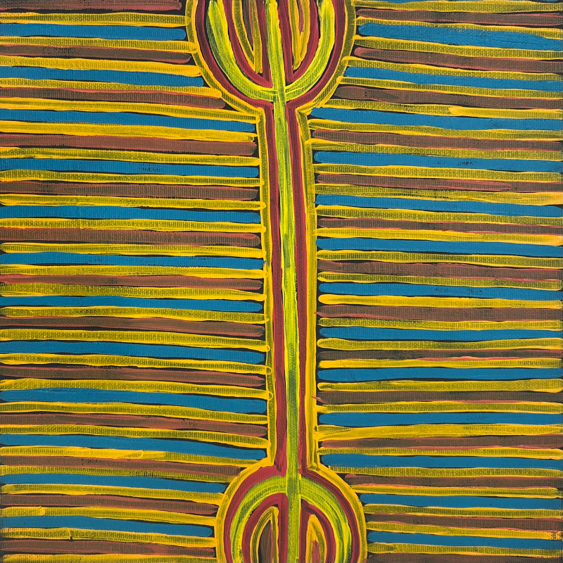 Valda Napangardi Granites, “Ngalyipi Jukurrpa (Snakevine Dreaming) - Mina Mina”, Acrylic on Linen, 30x30cm, NG7866