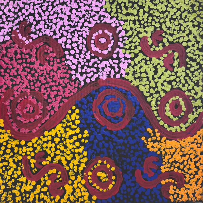 Ruth Nungarrayi Spencer, “Wardapi Jukurrpa (Goanna Dreaming) - Yarripilangu”, Acrylic on Linen, 30x30cm, NG7865