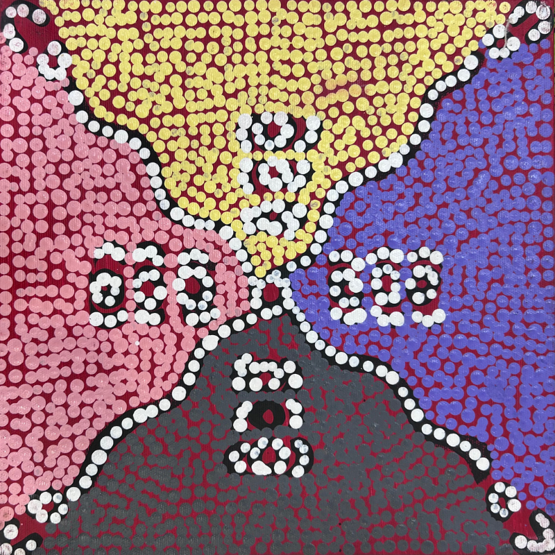 Narelle Nangala Brown, “Watiya-warnu Jukurrpa (Seed Dreaming)”, Acrylic on Linen, 30x30cm, NG7863