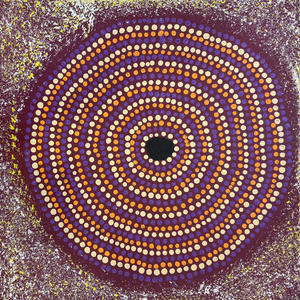 Shirley Napanangka Martin, “Puturlu Jukurrpa (Mt Theo Dreaming)”, Acrylic on Linen, 30x30cm, NG7879