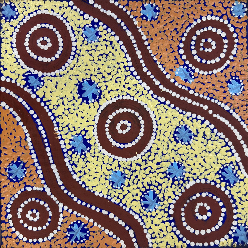 Anthony Jangala Hargraves, “Ngalyipi Jukurrpa (Snake Vine Dreaming) - Purturlu”, Acrylic on Linen, 30x30cm, NG7873