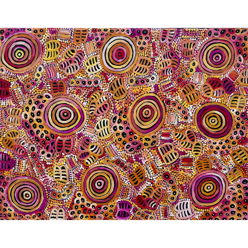 Dulcie Long Pwerle, "Bush Yam, Medicine Leaf", Acrylic on Canvas, 122x91cm, NG7888