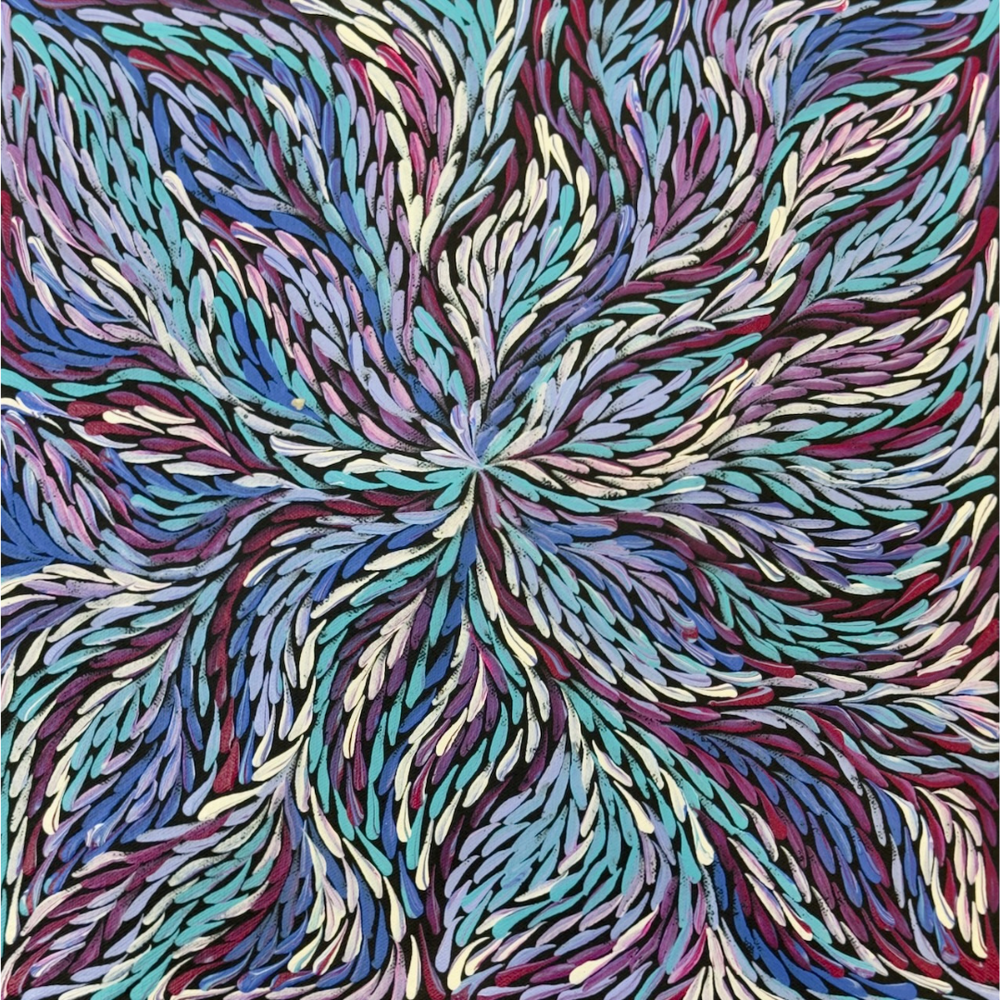 Rosemary Petyarre (Pitjara), "Bush Yam, Medicine Leaf”, Acrylic on Canvas, 30x30cm, NG7941