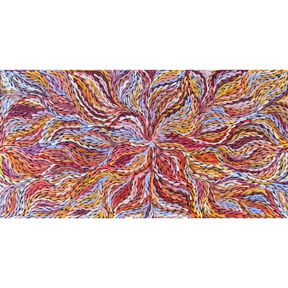 Rosemary Petyarre (Pitjara), "Bush Yam, Medicine Leaf”, Acrylic on Canvas, 91x46cm, NG7901