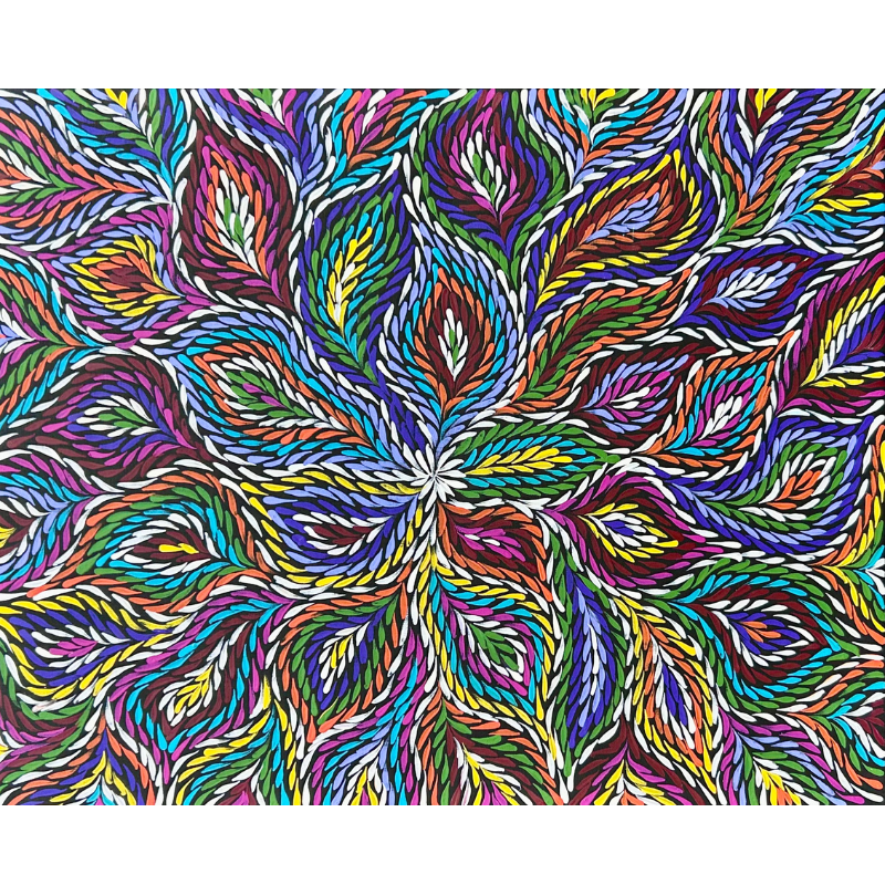 Rosemary Petyarre (Pitjara), "Bush Yam, Medicine Leaf”, Acrylic on Canvas, 71x56cm, NG7918