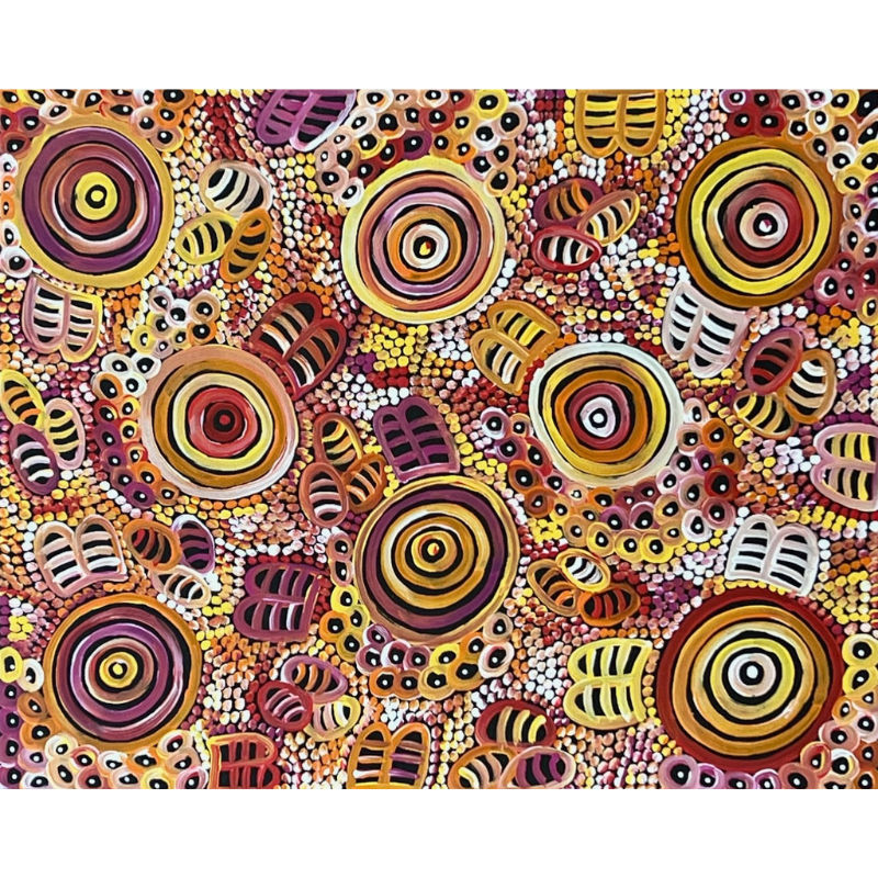 Dulcie Long Pwerle, "Bush Yam, Medicine Leaf", Acrylic on Canvas, 71x56cm, NG7914