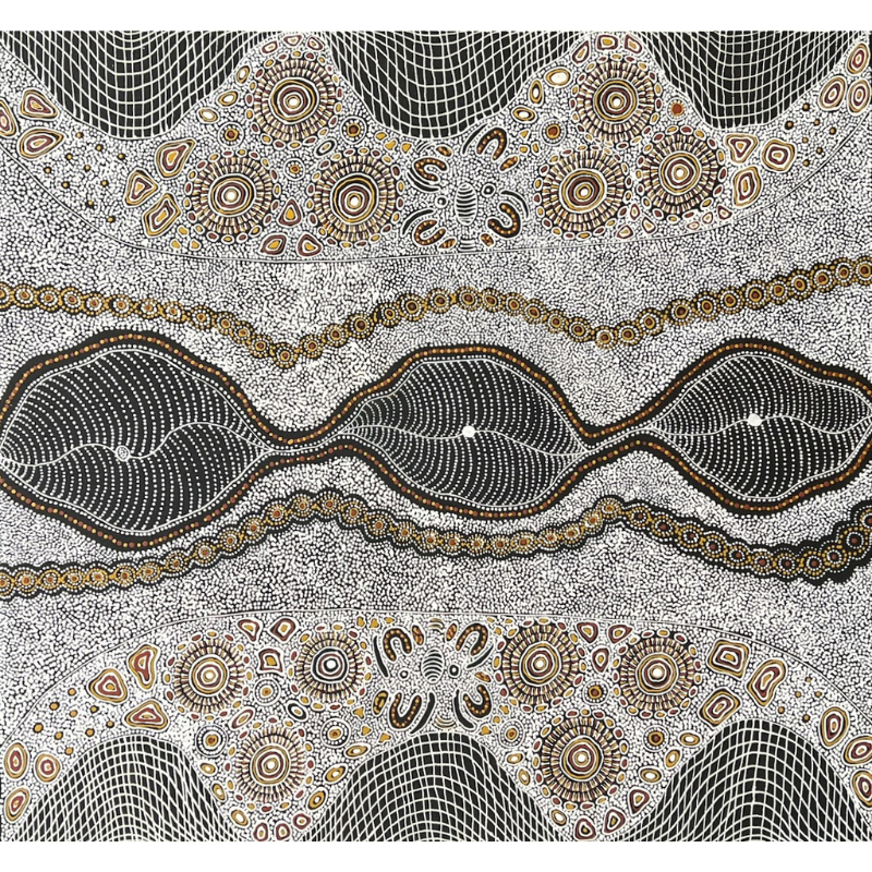 Dulcie Long Pwerle, "Bush Yam, Medicine Leaf", Acrylic on Canvas, 94x89cm, NG7915