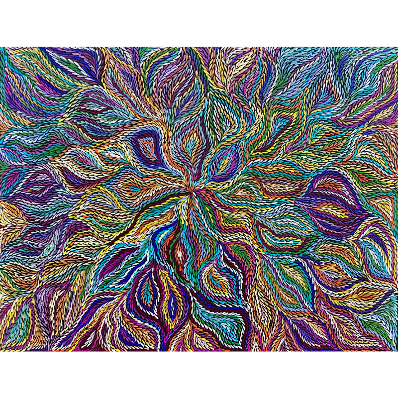 Rosemary Petyarre (Pitjara), "Bush Yam, Medicine Leaf”, Acrylic on Canvas, 122x91cm, NG7919