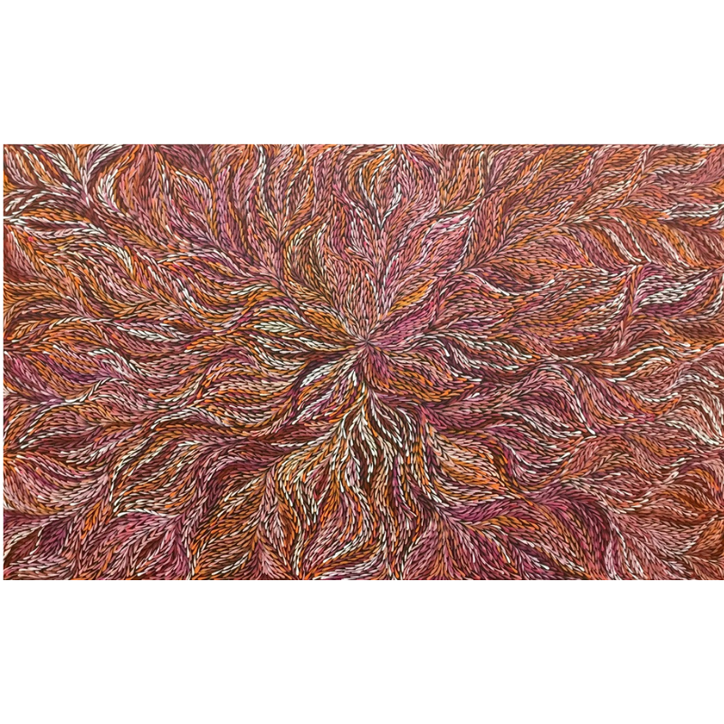 Rosemary Petyarre (Pitjara), "Bush Yam, Medicine Leaf”, Acrylic on Canvas, 152x91cm, NG6526