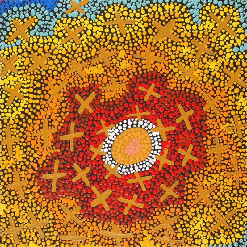 Kershini Napaljarri Collins, "Ngatijirri Jukurrpa (Budgerigar Dreaming)”, Acrylic on Linen, 30x30cm, NG6770