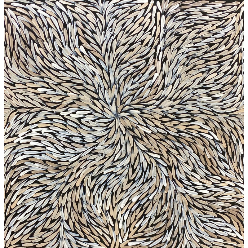
                
                    Load image into Gallery viewer, Rosemary Petyarre (Pitjara), &amp;quot;Bush Yam, Medicine Leaf”, Acrylic on Canvas, 45x45cm, NG6990
                
            