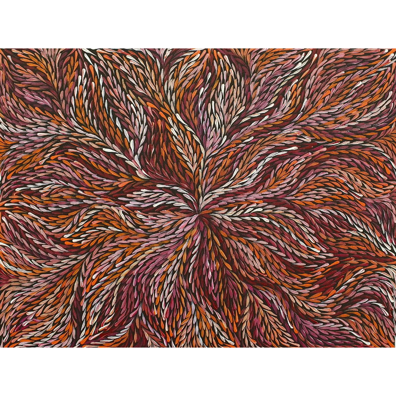 
                
                    Load image into Gallery viewer, Rosemary Petyarre (Pitjara), &amp;quot;Bush Yam, Medicine Leaf”, Acrylic on Canvas, 61x45cm, NG6980
                
            