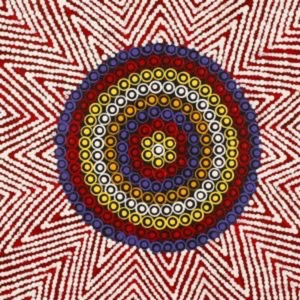 Loretta Napanangka Morton, “Patterns of the Landscape around Yuendumu”, Acrylic on Linen, 30x30cm, NG7174