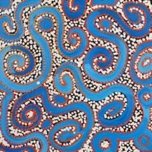 Reanne Nampijinpa Brown, "Ngapa Jukurrpa (Water Dreaming) - Mikanji", Acrylic on Linen, 30x30cm, NG7188