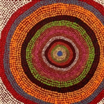Peggy Napurrurla Granites, “Pirlarla Jukurrpa (Dogwood Tree Bean Dreaming)”, Acrylic on Linen, 30x30cm, NG7190