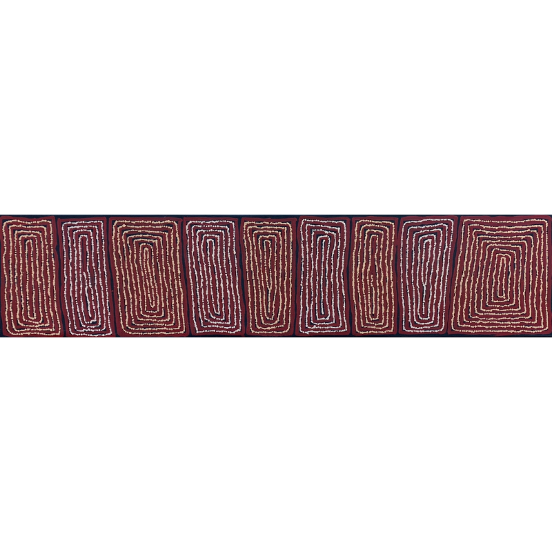 
                
                    Load image into Gallery viewer, Thomas Tjapaltjarri, &amp;quot;Tingari&amp;quot;, Acrylic on Linen, 137x31cm, NG7274
                
            