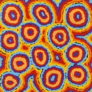 Roschelle Nampijinpa Major, “Warna Jukurrpa (Snake Dreaming)”, Acrylic on Linen, 30x30cm, NG7333