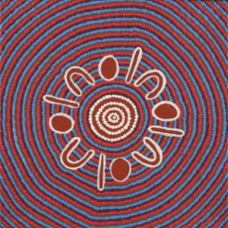 Martina Napangardi Wheeler, “Mirri-jarra Jukurrpa (Shield Dreaming)”, Acrylic on Linen, 30x30cm, NG7328